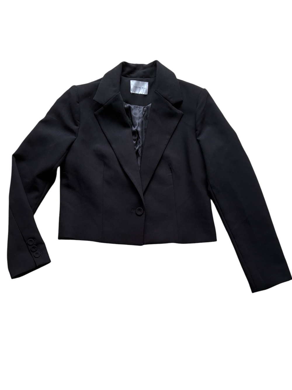 Jason Wu Women's Black Single Button Cropped Blazer Size Medium
